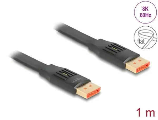 DeLock DisplayPort plochý kábel 1 m / Video kábel / 8K / 60 Hz (81005)