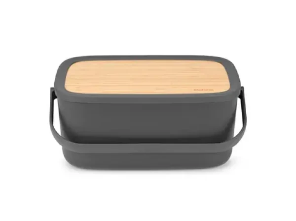 Brabantia Nič Chlebník tmavo šedá / plast bambus / 39.5 x 25.5 cm / s krájacou doskou (128264)