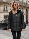 Dámska zimná prešívaná bunda s kapucňou, čierna, FashionStreet TY5950 L