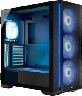Modecom Horizon Flow ARGB čierna / Skriňa / E-ATX / tvrdené sklo / 4X 140mm / 1x USB-C / bez zdroja (AT-HORIZON-MG-ARGB-10-000000-0002)