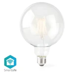 Nedis SmartLife LED žiarovka / Wi-Fi / E27 / 500 lm / 5 W / Teplá biela / 2700 K / Sklo / Android iOS / G125 / 1 ks (WIFILF10WTG125)
