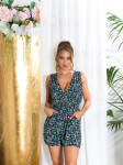 Sexy V-Neck Summer Overall with Flower Print