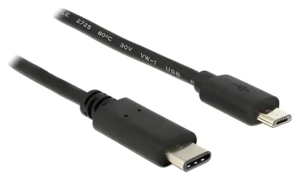 DeLock USB-C - Micro-USB B čierna / Kábel / USB 2.0 / 1 m / 480 Mbit/s (83602)