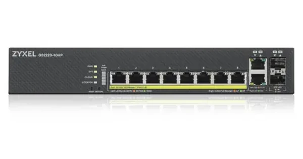 ZyXEL GS2220-10HP / Switch / 8x GbE PoE+ / 2x combo SFP / riadený / do racku (GS2220-10HP-EU0101F)