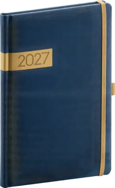 NOTIQUE Týždenný diár Twill 2027 modro-zlatý / Diár / 15 × 21 cm