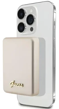 Guess MagSafe Metal Script Logo zlatá / Powerbanka / 5000 mAh / 15W (GUPBM5ALGSGD)