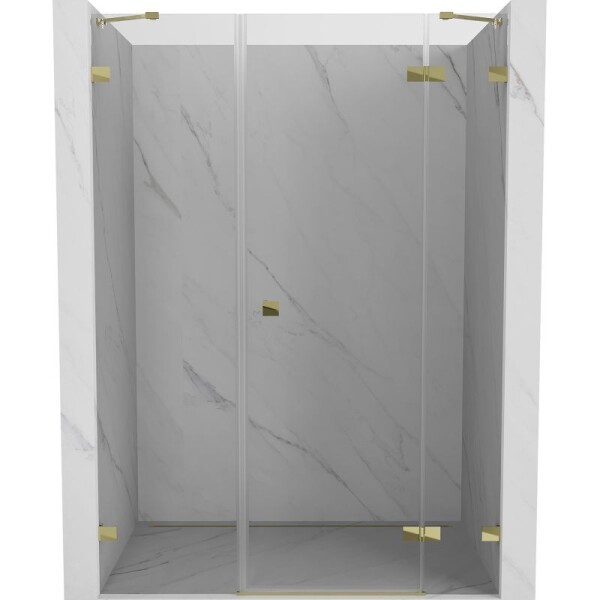 MEXEN/S - Lunar sprchové dvere krídlové pravé 130, transparent, zlatá 834S-130-050-50-00-P