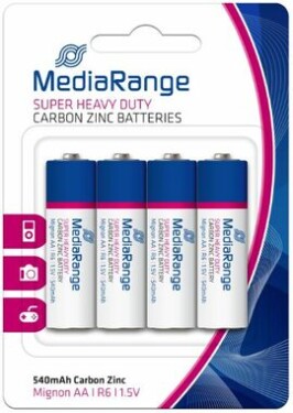 MediaRange Vysoko výkonné batérie Mignon AA / 1.5V / zinok-uhlík / 4ks (MRBAT144)