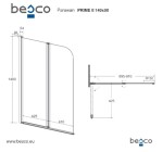 BESCO - Vaňová zástena PRIME 2 - FARBA rámu - Chróm / Leštený hliník (ALU), Rozmer A - 90 cm, Smer zatvárania - Univerzálne Ľavé / Pravé, Výplň - Číre bezpečnostné sklo - 5 mm BCPRIM90CC
