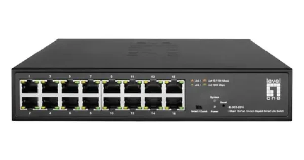 LevelOne Hilbert GES-2216 čierna / Switch / 16x Gigabit / 10" / managed L2 / bez PoE (GES-2216)
