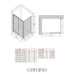 CERANO - Sprchovací kút Varone POINT Ľ/P - 6 mm - čierna matná, grafitové sklo - 90x70x195 - posuvný CER-429550