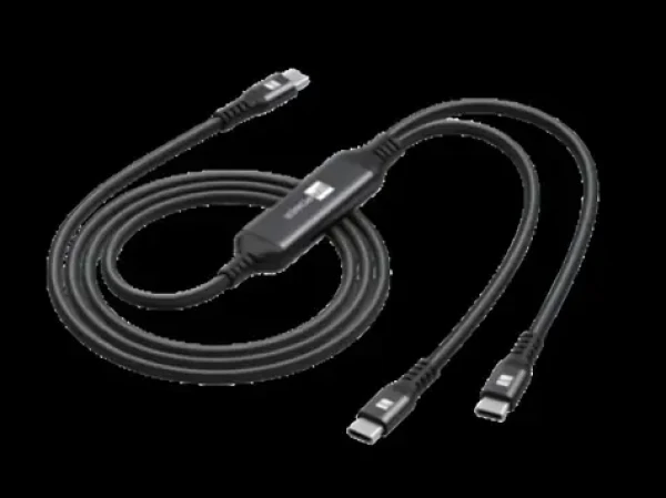 ER POWER USB-C nabíjacia rozdvojka čierna / Kábel / 1x USB-C / 2x USB-C / PD 100W / nylonový opletenec (ERPW3CSP-BK)