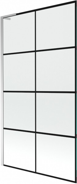 MEXEN/S - Next L vaňová zástena FIX 100 x 150, čierna vzor, chróm 895-100-000-03-77-01