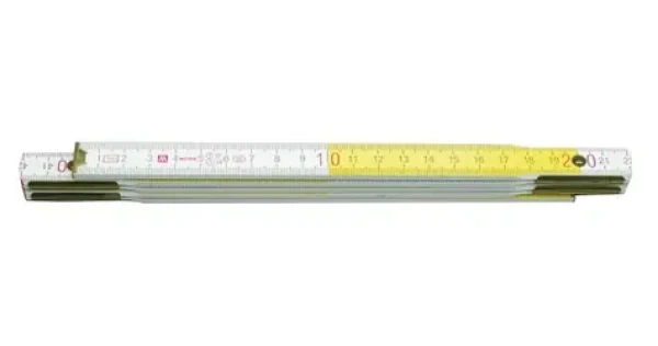 Vorel PERFECT bielo-žltá / Skladací meter drevený okovaný / 1 m (15004)