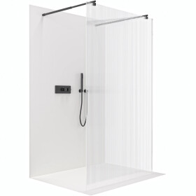 CERANO - Sprchová zástena Walk-in Onyx Duo Ľ/P - 8 mm - okrúhla vzpera - čierna matná, ryhované sklo - 60x200 CER-8050BD2249