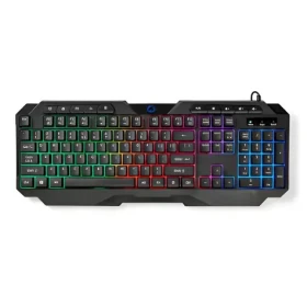 Nedis US herná klávesnica / Klávesnica / membránová / LED podsvietenie / USB-A / kábel 1,3 m / US (GKBD110BKUS)