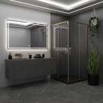 REA - Sprchovací kút City 90x90 Brush Copper Bez sprchovej vaničky REA-K6984