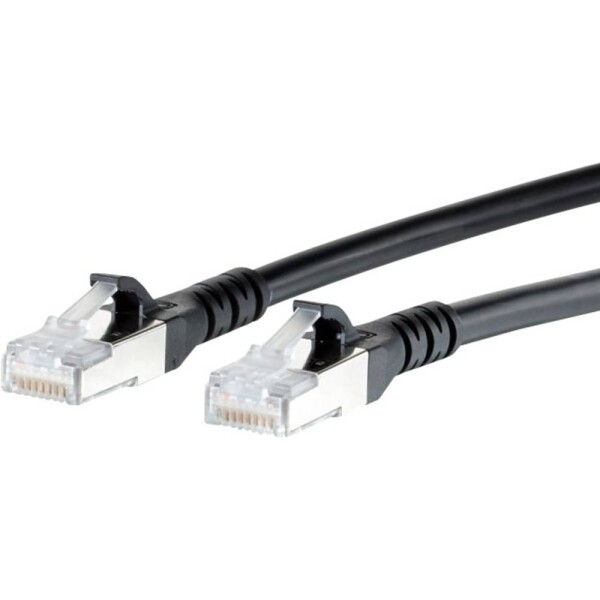 Metz Connect 1308451000-E RJ45 sieťové káble, prepojovacie káble CAT 6A S/FTP 1.00 m čierna s ochranou 1 ks; 1308451000-E