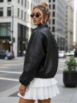 Dámska kožená bunda bomber black FashionStreet TY5595 M