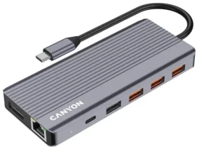 Canyon DS-16 / Dokovacia stanica / 13 portov / USB-C PD 100W / 3x USB 3.0 / 2x HDMI / DisplayPort / RJ45 (CNS-TDS16)