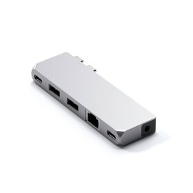 Satechi Adapter HUB Satechi Pro Hub mini z podwójnym USB-C do Apple MacBook (2xUSB-C, 2x USB-A, Ethernet, jack port) (silver)