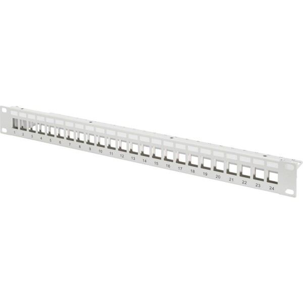 DIGITUS Patch Panel, Blank, 24 Port, Unit Heigth, s bielym panelom, grey color 7035 Color grey RAL 7035 (4016032280781)