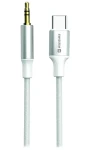 Swissten TEXTILE Audio adaptér USB-C (M) - 3.5mm Jack 1.5m biela (73502310)