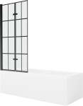 MEXEN/S - Cubik obdĺžniková vaňa 160 x 70 cm s panelom + vaňová zástena 80, čierna vzor 550316070X9208027077