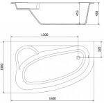 MEXEN - Westa asymetrická vaňa ľavá 160 x 100, biela 560116010001