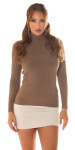 Sexy Musthave Basic Knit Pullover with Turtleneck brown Einheitsgroesse