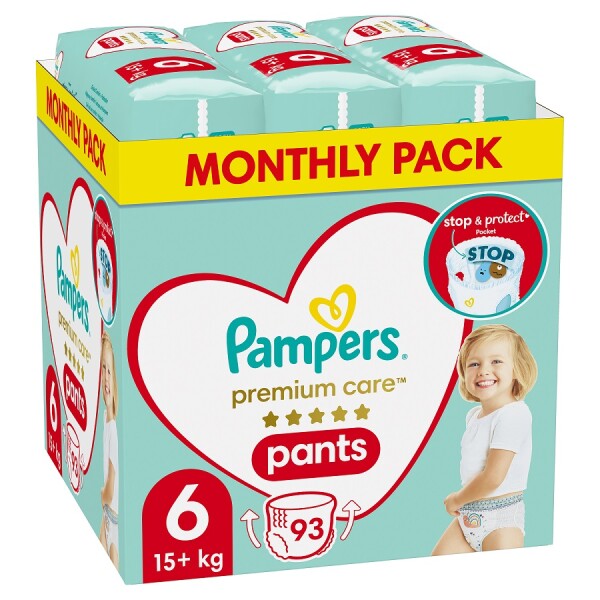 Pampers Premium Pants 15-25kg (93ks) / Plienkové nohavičky / Veľkosť 6 (15-25kg) (DIOPMPPIE0173)