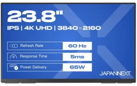 23,8" JAPANNEXT JN-MD-IPS238U-C6 čierna / Prenosný monitor / IPS / UHD 3840x2160 / HDMI + USB-C / AMD FreeSync (JN-MD-IPS238U-C6)