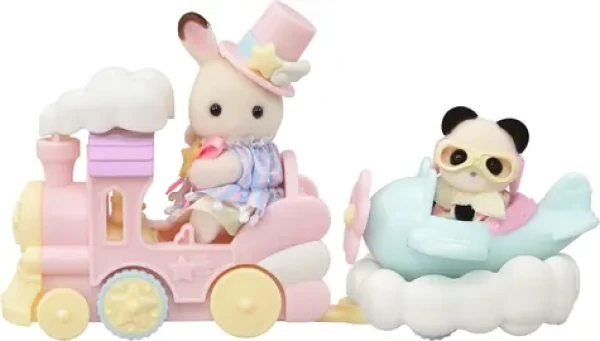 Sylvanian Families Lietadlo, vláčik a baby figúrky v zábavnom parku
