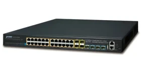 Planet SGS-6341-24P4X / Switch / L3 / 24x Gigabit PoE 802.3at / 4X 10G SFP+ / 370W / VSF/Cluster (SGS-6341-24P4X)