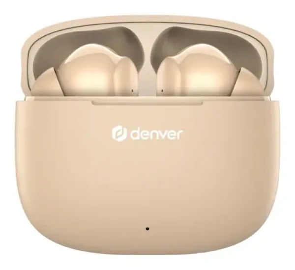 Denver TWE-48 krémové / bezdrôtové slúchadlá s mikrofónom / Bluetooth 5.3 / až 6 hodiny / nabíjacie púzdro (dtwe48nu)