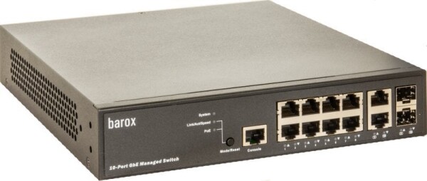 Barox Barox RY-LGSP23-10G łącza sieciowe Zarządzany L2/L3 Gigabit Ethernet (10/100/1000) Obsługa PoE 1U Čierny