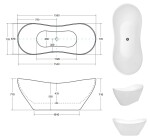 BESCO - Voľne stojaca vaňa VIYA (ANDRIA) - Farba - Biela, Rozmer vane - 160 × 70 cm VANAND16W