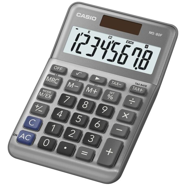 Casio MS-80F stolná kalkulačka, displej (počet míst) 8, na batérie, solárny pohon, sivá; MS-80F