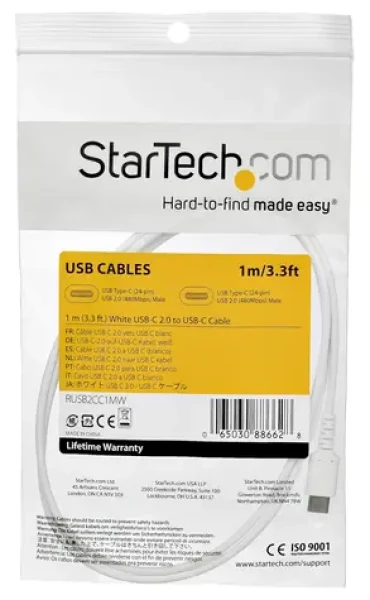 StarTech (RUSB2CC1MW) / Kábel USB-C na USB-C / USB 2.0 / 1 m / aramidová výstuž (RUSB2CC1MW)