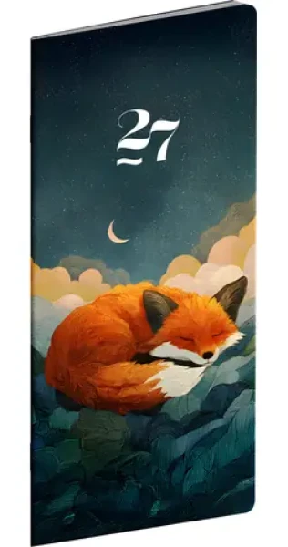 NOTIQUE Spiaci Líška 2027 / Vreckový diár / plánovací mesačný / 8 × 18 cm