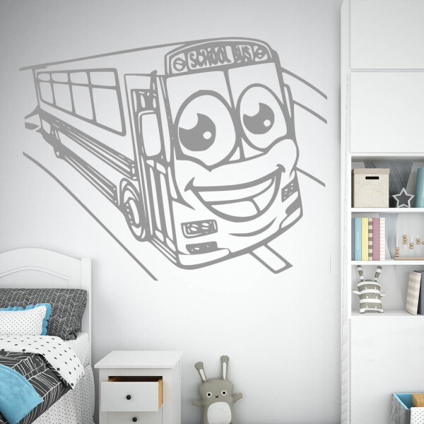 Veselá Stena Samolepka School bus Farba: šedá, Veľkosť: 80 x 64 cm