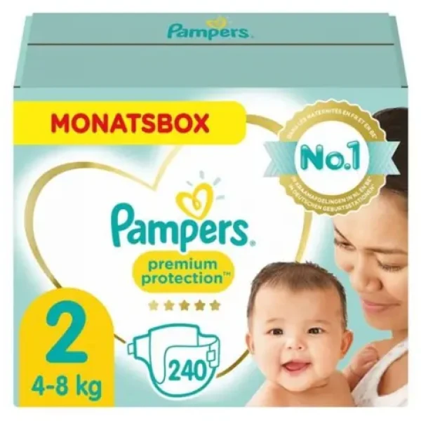 Pampers Premium Protection Mini 4-8kg (240 ks) / plienkové nohavičky / veľkosť 2 (4-8kg ) (8006540705544)
