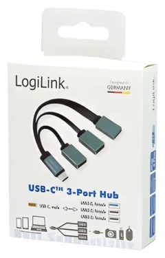 LogiLink USB-C hub 3 porty čierna, šedá / USB-C hub / 2x USB-A 2.0 / 1x USB-A 3.0 (UA0315)