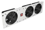 Lanberg Ventilačný panel 19" sivý / Ventilačný panel do racku / 3U / 3x ventilátor / 230V (AK-1506-S)