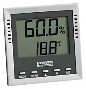 Venta Digitálny teplomer s vlhkomerom strieborný / Teplomer s vlhkomerom / digitálny displej / stolný aj nástenný (6011000)