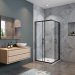 H K - Sprchovací kút SIMPLE BLACK 90x80 cm Ľ/P variant, rohový vstup SE-SIMPLEBL9080