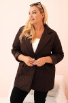 Dámska prešívaná bunda Plus Size s golierom a gombíkom Brown UNI