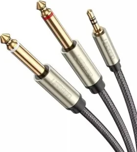 Ugreen AV126 Kábel TRS 3.5mm - 2x TS 6.35mm - 2m sivá (10615)