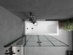 MEXEN/S - Cubik obdĺžniková vaňa 150 x 70 cm s panelom + vaňová zástena 120, čierna vzor 550315070X9212027077