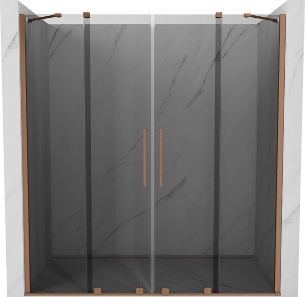 MEXEN/S - Velar Duo posuvné sprchové dvere 200, grafit, meď kartáčovaná 871-200-000-42-65